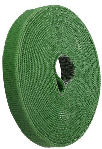 Dysetcs 2 x verstellbare Garten-Bänder, Nylon, selbstklebende Klettband, wiederverwendbar, für Pflanzen und Ranken, für den Außenbereich (5 m x 1 cm, grün)