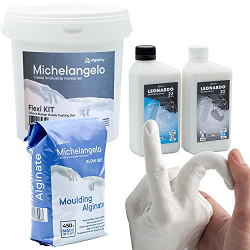 Algaplay Michelangelo Kit per Calco 3D e Scultura delle Mani. Idea regalo per coppie, amici e famiglia. Prodotto in Italia. (KIT FLEXIBLE)