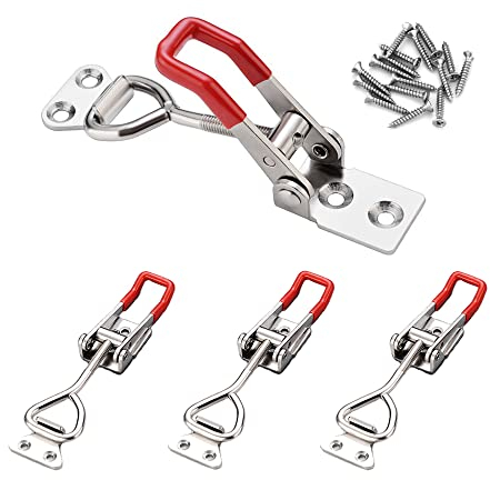 IMAGINE 4-Pack 4001 330Lbs Holding Capacity Adjustable Toggle Latch Clamp Smoker Latch Clamps 150Kg Quick Release Pull Latch Toggle Clamp with 16 Screws for Various Tool Box