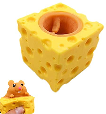 Voiakiu Squeeze Cheese Mice Toy, Squishy Cheese Toy Stress Relief For Kids Fidgets Toys Mice In Cheese Toy, Relieve Toy, Toys For Home, Sensory Toy For