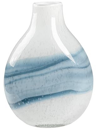 Torre & Tagus, Andrea, Jarrón de Cristal para Flores, Blancos o de Colores para decoración de Sala de Estar, Oficina en casa, decoración Costera para Mesa de Entrada, 28 cm de Alto