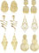 CASSIECA 6 Paar Clip Ohrringe Tropfen Baumeln für Damen Mädchen - Silber Gold Modeschmuck Fransen Leaves Set