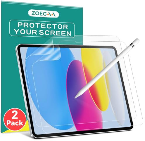 ZOEGAA 2 Stück Papier Schutzfolie für iPad 10. Generation(2022,10.9), Matte Paper iPad 10. Generation, iPad 10 Generation Paper Folie zum Zeichnen, Schreiben und Notizen Machen, Anti-Glare Folie