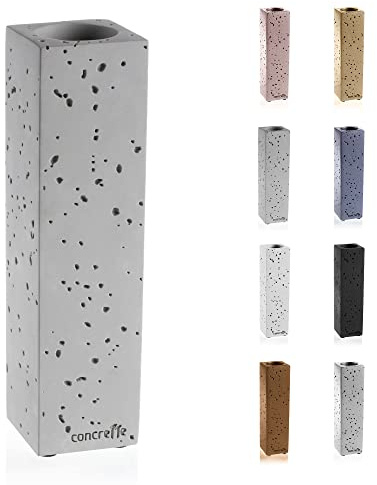 CONCRETTE Blumenvase für Tischplatte Rechteckig und Schlank Handgefertigt aus Architektonischem Beton Originell Geformtes Design mit Kleinen Löchern Höhe 220 mm Beton