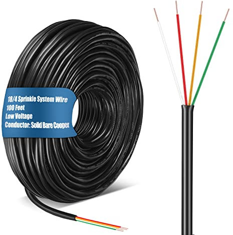 Cable sólido para sistema de aspersión, alambre de riego de calibre 18 con cubierta de PVC resistente a los rayos UV, cable de aspersor para sistema de riego subterráneo, sistema de control central de