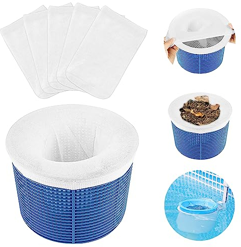 OFFCUP Chaussette Skimmer Piscine, 12pcs Chaussettes de Skimmer, Pool Skimmers Socks, Prefiltre Filtre Skimmers Piscine Nylon Élastique pour Panier Écumoire-Blanc