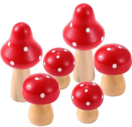 TOYANDONA Ornament Gartendeko Dekofiguren Garten 6Pcs Nette Pilze Figuren Mini Garten Pilze Ornamente Fee Garten Statue Landschaft DIY für DIY Blumenerde Blumentopf Statue Kunstpflanze