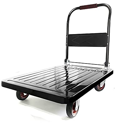 Plattformwagen Faltplattformwagen mit Kunststoffplatte Metallgriff Silent Räder Moving Push Cart for Warehouse Garage Große Tragfähigkeit Transportwagen (Size : 440lb)