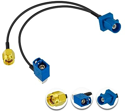 Vecys Fakra C GPS Antenne Verlängerung Koaxialkabel Fakra C Männlich zu SMA Männlich und Fakra C Weiblich Y Typ Pigtail Kabel RG174 12in/30cm für Autoradio