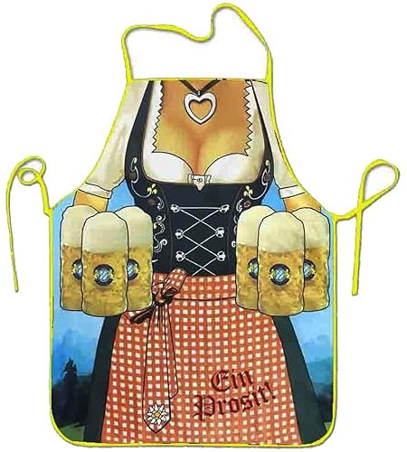Anzhee Damen Lustige Oktoberfest Schürzen Sexy Neuheit BBQ Schürze für Männer Frauen Bier Festival Schürze Kochen Küche Grill Schürze für Oktoberfest Party Schürze Geschenk