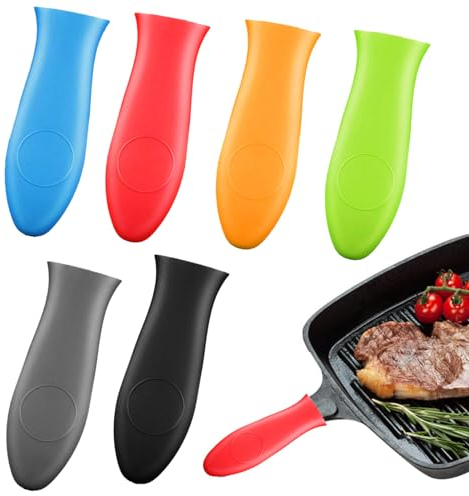 PLATEYTR 6 pièces poignées universelles en Silicone pour poêles, poignées de poêles, poignées de poêles à Frire pour poêles à Frire en Fonte, ustensiles de Cuisine en métal (Couleurs mélangées)