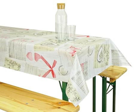 Wachstuch-Tischdecke in Biertischgröße 90 x 260cm (Herzen)