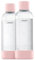 Mysoda: Wasserflasche für Wassersprudler, BPA-freies Plastik, mit Quick-Lock Schnellverschluss, Details aus Holzkomposit, 2 x 1L - Rosa