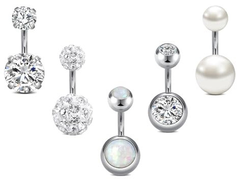 Incaton 14G Bauchnabelpiercing Ringe 6mm Länge Nabelpiercing | Hypoallergen für Damen |Nabelstecker