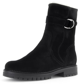 Gabor Damen Biker Boots, Frauen Stiefeletten,Komfortable Mehrweite (H),Warmfutter,Winterschuhe,gefüttert,schwarz (Webl/CDF),41 EU / 7.5 UK