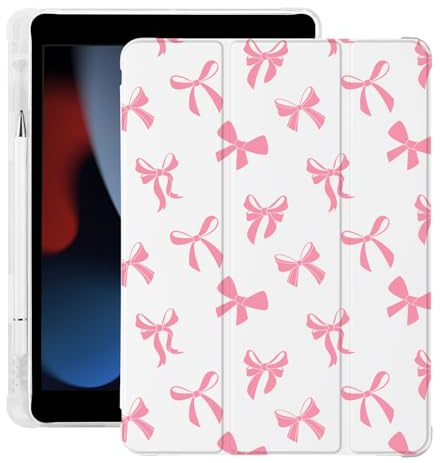 Cute Kawaii Bow for iPad Mini 6 Case with Pencil Holder, Auto Sleep/Wake, Leather Soft TPU Back Cover
