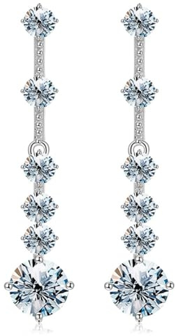 Moissanite baumelnde Ohrringe für Damen, 2 Karat D, Farbe VVS1, Reinheit, 925er Sterlingsilber, Diamant-Tropfen-Ohrringe, Rundschliff, im Labor hergestellte Diamant-Ohrringe, baumelnd,