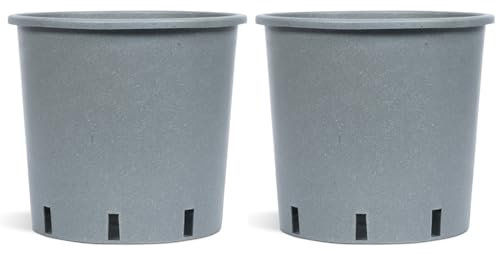 Muddy Hands Pack of 2 - Eco Friendly Heavy Duty Green Plastic Plant Pots Outdoor Garden Round Nursery Herb Flower Planters (Made from Recycled Plastic) (30 Litre)