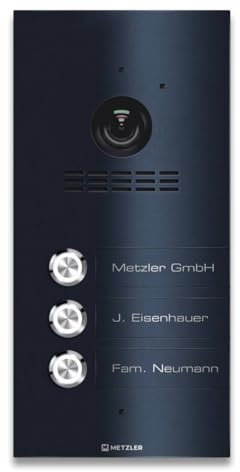 Metzler VDM10 2.0 - Videocitofono con apriporta (alimentazione) - collegamento LAN POE - citofono con fotocamera HD - 3 interfono casa di famiglia - app per smartphone - in RAL7016 antracite | Kian