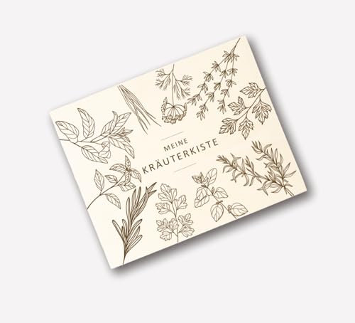 MrTKBooker Meine Kräuterkiste, Aufbewahrungsbox für Saatgut mit Pflanzenmotiven | Saatgutbox (Einfach|Personal)