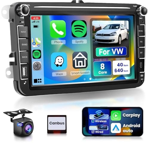 8 Core 4G+64G Android 13 Car Stereo for VW Passat Golf MK5 Jetta Tiguan with Wireless Carplay Android Auto Podofo 8 inch 1280P IPS Touch Screen Car Radio, FM/RDS, BT 5.0, DSP, 63UIs, Backup Camera