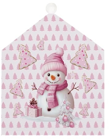 Morbuy Weihnachten Stuhlhussen 3D-Druck Nikolausmütze Esstisch Stühlen Set, 60x50cm Weihnachtsdeko Stuhlhussen Hussen für Esszimmerstühle, Weihnachtsfeier (Rosa Yeti,4er Set)