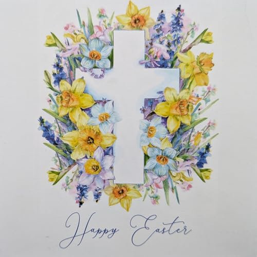 YLAB 8 traditionelle geblümte Osterkarten mit weißen Umschlägen - 'Frohe Ostern' innen, 12 x 12 cm, perfekt für Familie und Freunde an Ostern