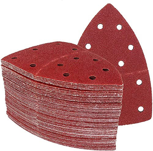 QCKNKMGG Sanding Sheets Hook and Loop Sanding Pads 10pcs Self-adhesive Sandpaper Triangle 11 Holes Delta Sander Hook Loop Sandpaper Disc Abrasive Tools For Polishing Grit 40-2000(600 Grit)