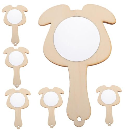 TOBBOMEY 6St Holzspiegel unfertige Mini-Spiegel Spielzeug Handspiegel Kinderzubehör Kinder bastelset basteln für Kinder Toy Spiegel selber Machen für Kinder Kinderaccessoire hölzern Khaki