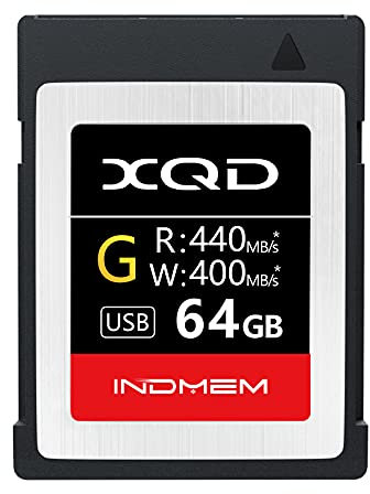 INDMEM 64GB XQD Card Tough MLC XQD 5X Flash Memory Card High Speed G Series (Read 440MB/s and Write 400MB/s)