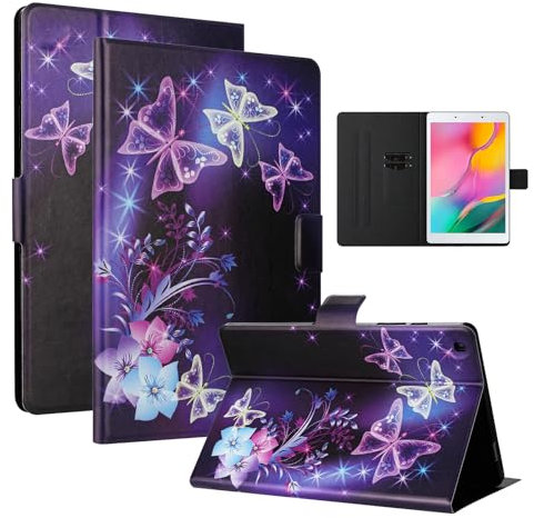 LSPCASA Coque pour Samsung Galaxy Tab A 8.0 Pouces PU Matérielle Coque Tablette Galaxy Tab A 8.0 2019 Fonction Support TPU Housse, Papillon Violet