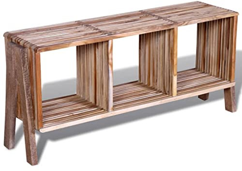 BOWEKAM Home & Garden-TV-Schrank mit 3 Regalen, stapelbar, Reclaimed Teak-Möbel Wahl