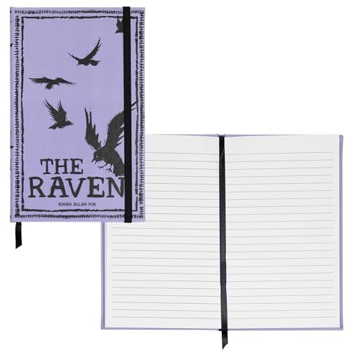 Steel Mill & Co Classic Literature Journal, 8.25 x 5.25, Cute Notebook with Lined Pages and Elastic Band, The Raven - Purple