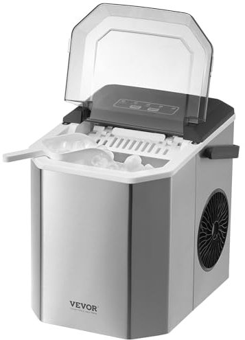 VEVOR Machine à Glaçons de Comptoir Capacité 11,8 kg/24 h, Appareil de Préparation de Glaçons en Forme de Balle Portable, Autonettoyante avec Pelle à Glace et Panier, pour Maison Restaurant Bar