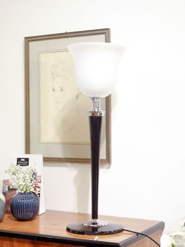 Mazda Lampe antik klassisch in schwarz/chrom - Art Déco Design Klassiker - Tischlampe 80cm hoch