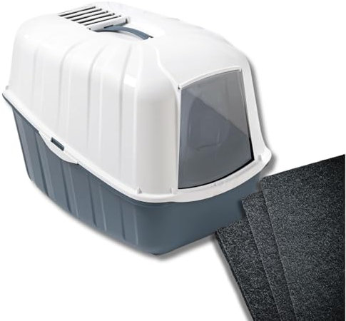 Pet's Market Toilette Lettiera Chiusa Komoda con Filtri di Ricambio per Igiene Gatti con Porta Basculante Paletta e Filtro al Carbone colori assortiti Alta Qualità 54X39X40H (Con Filtri di Ricambio)