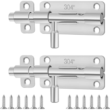 2 Stück Tür Riegelschloss, 4 Zoll Türriegel Edelstahl,Schieberiegel für Türen mit Verriegelungsloch Abschließbar (Silber)