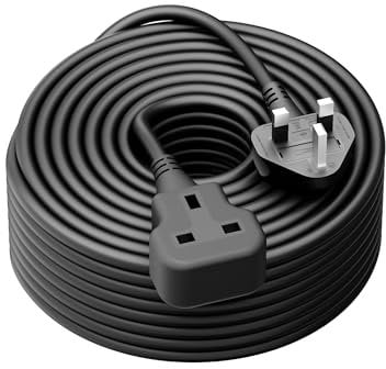 LIPWEL Outdoor Extension Lead 15m Extra Long Cable UK 13A Fused Plug Extension Socket Black 1 Way Socket Outside Using for Garden