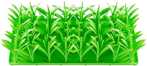 Lick Mat For Dog Silicone Interactive Green Grass Slow Feeder Mat with Non-Slip Suction Cups Soft Slows Down Mealtime Interesting Washable Lick for Cat, Puppy