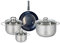 ELO 9711150 Batterie de cuisine 4 pièces, Ensemble de 1 Poêle de cuisson 20 cm et 3 faitouts 12, 16 et 20 cm Elo Prima Brillant, inox, induction