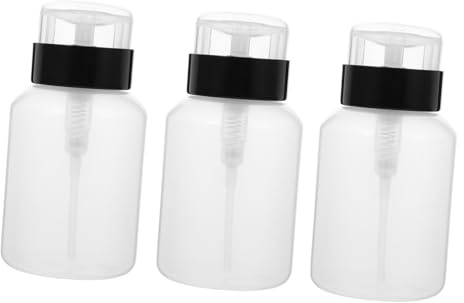 minkissy 3 Stück Flasche mit Pumpspender zur Nagellackentferner Aufbewahrung aus Weißem Pp mit Dichtem Verschluss und Einfachem Pressmechanismus für Private Maniküre