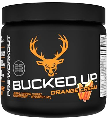 Bucked Up Pre-Training Powder, Orange Cream Flavour, 25 Servings | Pre-Workout Support, Sugar Free, Transparent Formula, Beta-Alanine, Citrulline Malate, Caffeine, Energy Support, Easy-to-Mix