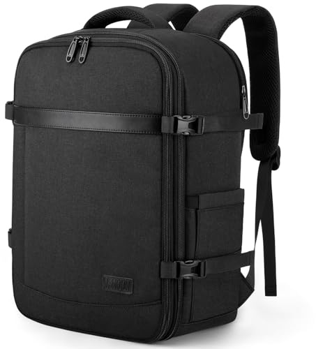 VSNOON for New Ryanair Cabin Bags 40x30x20 Underseat, Expandable 40x30x15 British Airways Travel Bag, 24L Water-Resistant Travel Backpack for Men Women, Rucksack Carry-ons Fit 15.6 Inch Laptop, Black
