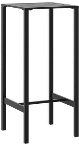 QJBSAVVA Bartisch Schwarz 50x50x110 cm - Stabiler Stehtisch aus pulverbeschichtetem Stahl für Küche und Garten - Moderner Bistrotisch im Lattenrost-Design für Indoor und Outdoor