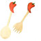 Naturesco Salatbesteck-Set 2-teilig aus Holz mit Griff in Chili-Optik, handgefertigt, 25 cm