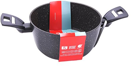 Moneta Hercules Casseruola 2 Manici Antiaderente Stone, Alluminio Rivestito, Nero, 20 cm