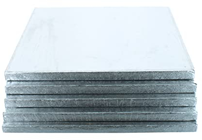 Culpitt 10 Square Silver Cake Drum Board - Pack Of 5 (Individually Wrapped), ISD10