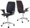Chaise de Bureau HWC-C54, Bois courbé, Chaise pivotante, Similicuir - Design Bois de Noyer, Tissu Noir