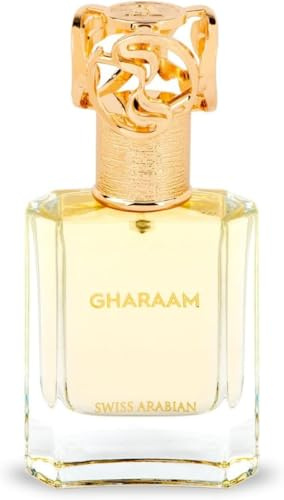 Swiss Arabian Gharaam - Unisex - EDP Spray - Amber, Fresh, Woody Fragrance - Long Lasting, Luxury Perfume from Dubai with Notes of Jasmine, Saffron, Amber, Resins, Cedarwood - 50ml