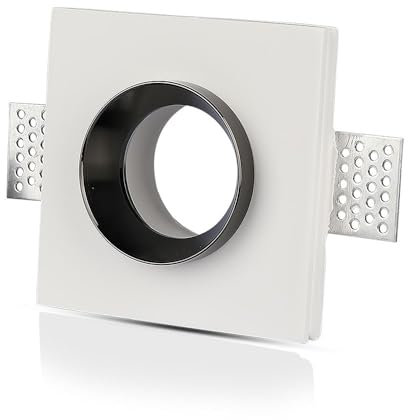 VT-866 Gips-Leuchte mit verchromtem Metall, 1 x GU10, Weiß